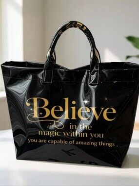 Inspirational Believe Black Hand Tote
